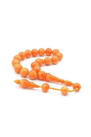 Erhan Turan Yapımı Hareli Turuncu Sıkma Kehribar Efe Maskot Tesbih