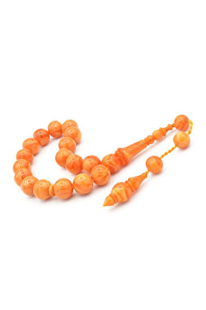 Erhan Turan Yapımı Hareli Turuncu Sıkma Kehribar Efe Maskot Tesbih