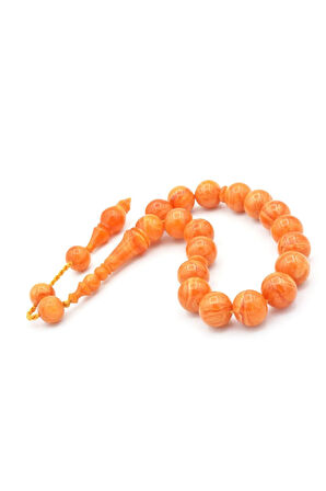 Erhan Turan Yapımı Hareli Turuncu Sıkma Kehribar Efe Maskot Tesbih