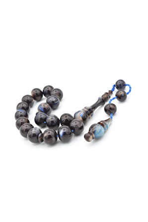 Erhan Turan Yapımı Kahverengi Mavi Sıkma Kehribar Efe Maskot Tesbih