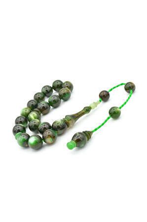 Erhan Turan Yapımı Kahverengi Yeşil Sıkma Kehribar Efe Maskot Tesbih