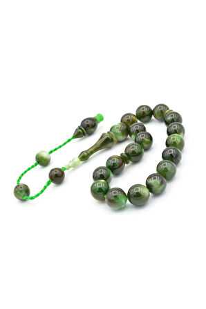 Erhan Turan Yapımı Kahverengi Yeşil Sıkma Kehribar Efe Maskot Tesbih