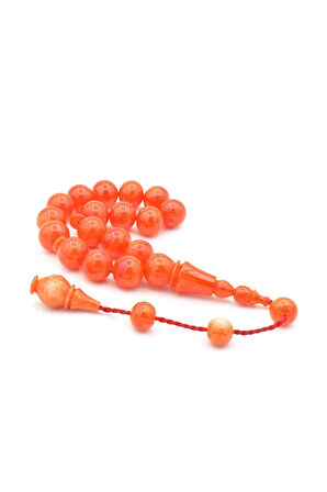 Erhan Turan Yapımı Hareli Koyu Turuncu Sıkma Kehribar Efe Maskot Tesbih