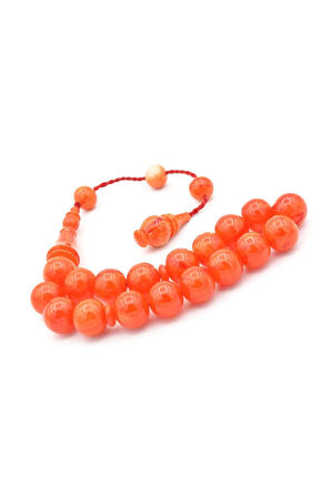 Erhan Turan Yapımı Hareli Koyu Turuncu Sıkma Kehribar Efe Maskot Tesbih