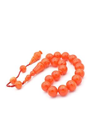 Erhan Turan Yapımı Hareli Koyu Turuncu Sıkma Kehribar Efe Maskot Tesbih