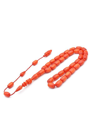 Ahmet Emin Yapımı İmamesi Halkalı Simli Turuncu Sıkma Kehribar Tesbih