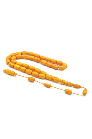 Ahmet Emin Yapımı İmamesi Halkalı Koyu Sarı Sıkma Kehribar Tesbih