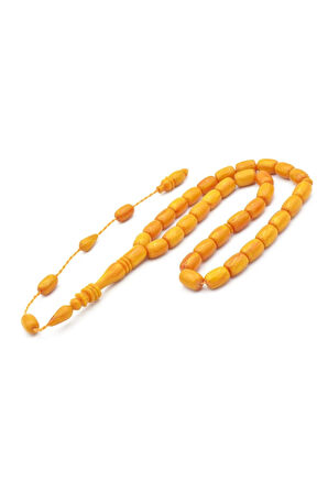 Ahmet Emin Yapımı İmamesi Halkalı Koyu Sarı Sıkma Kehribar Tesbih