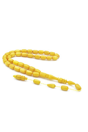 Ahmet Emin Yapımı İmamesi Halkalı Simli Sarı Sıkma Kehribar Tesbih