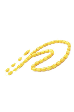 Ahmet Emin Yapımı İmamesi Halkalı Simli Sarı Sıkma Kehribar Tesbih