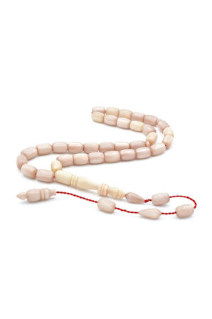 Ahmet Emin Yapımı İmamesi Halkalı Simli Bej Sıkma Kehribar Tesbih