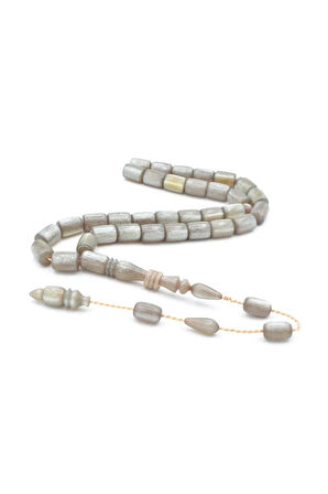 Ahmet Emin Yapımı İmamesi Halkalı Simli Gri Sıkma Kehribar Tesbih