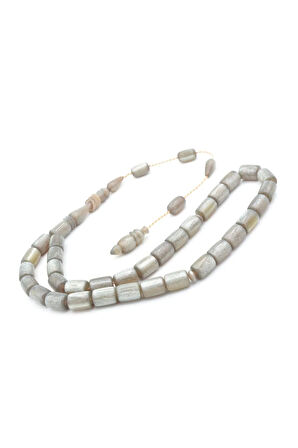 Ahmet Emin Yapımı İmamesi Halkalı Simli Gri Sıkma Kehribar Tesbih