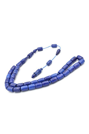 Ahmet Emin Yapımı İmamesli Halkalı Lacivert Sıkma Kehribar Tesbih