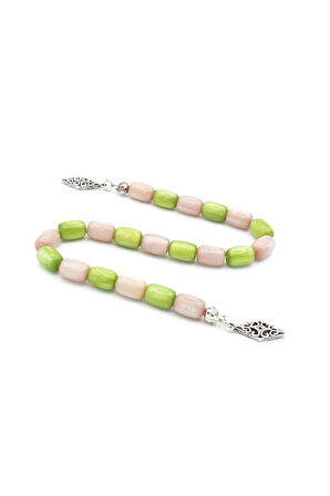 Usta İşi Kapsül Kesim Yeşil Bej Sıkma Kehribar Zaza Tesbih