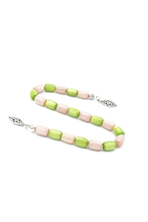 Usta İşi Kapsül Kesim Yeşil Bej Sıkma Kehribar Zaza Tesbih