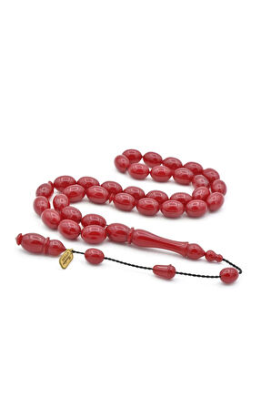 İbrahim Uysal İmzalı Beyzi İri Boy Vişne Sıkma Kehribar Tesbih