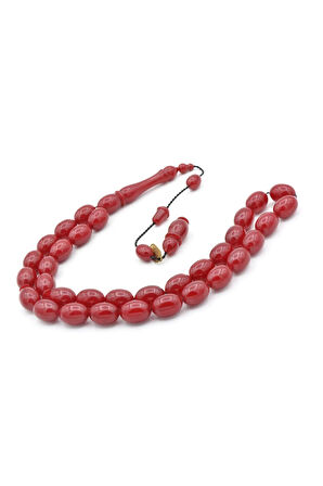 İbrahim Uysal İmzalı Beyzi İri Boy Vişne Sıkma Kehribar Tesbih