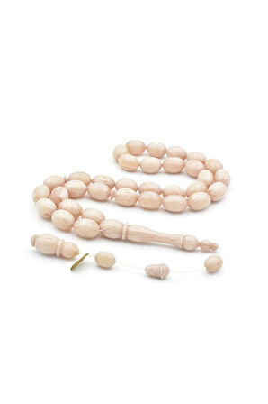 İbrahim Uysal İmzalı Beyzi İri Boy Bej Sıkma Kehribar Tesbih