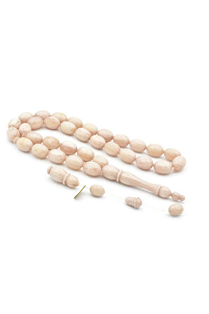 İbrahim Uysal İmzalı Beyzi İri Boy Bej Sıkma Kehribar Tesbih