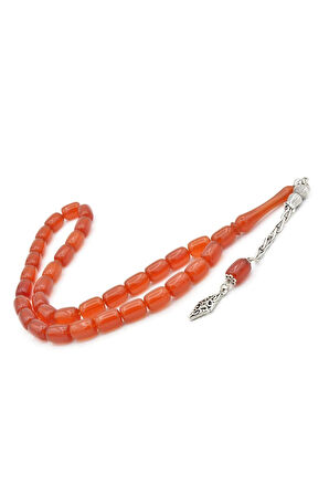 Gümüş Kaplama Kamçılı Kapsül Kesim Yemen Zar Kehribar Tesbih