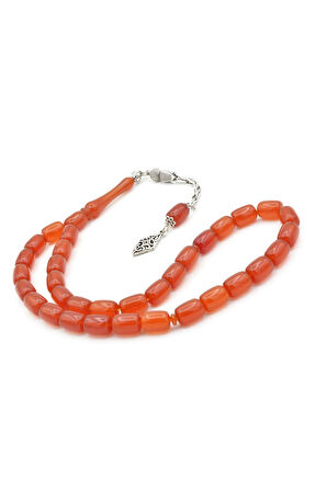 Gümüş Kaplama Kamçılı Kapsül Kesim Yemen Zar Kehribar Tesbih