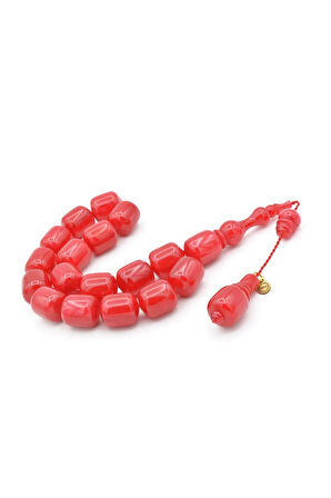 Vefa Usta İmzalı Kapsül Kesim Kırmızı Sıkma Kehribar Efe Maskot Tesbih