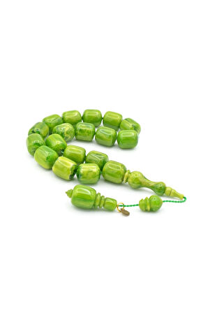 Vefa Usta İmzalı Kapsül Kesim Yeşil Sıkma Kehribar Efe Maskot Tesbih