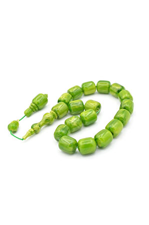 Vefa Usta İmzalı Kapsül Kesim Yeşil Sıkma Kehribar Efe Maskot Tesbih