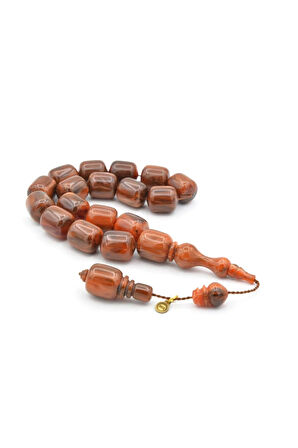 Vefa Usta İmzalı Kapsül Kesim Kahverengi Sıkma Kehribar Efe Maskot Tesbih