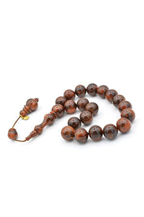 Vefa Usta İmzalı Küre Kesim Kahverengi Sıkma Kehribar Efe Maskot Tesbih