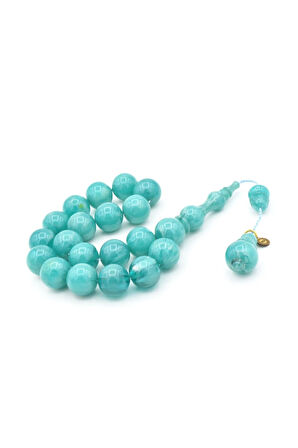 Vefa Usta İmzalı Küre Kesim Mavi Sıkma Kehribar Efe Maskot Tesbih