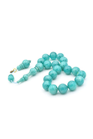 Vefa Usta İmzalı Küre Kesim Mavi Sıkma Kehribar Efe Maskot Tesbih