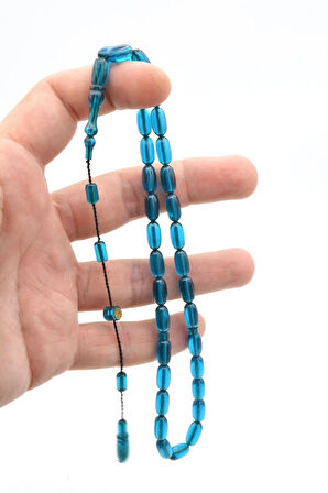 Hakan Turan İmzalı Kapsül Kesim Mavi Ateş Kehribar Tesbih