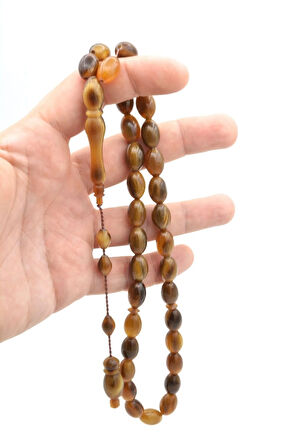 Usta İşi Sistemli İri Boy Arpa Kesim Ceylan Boynuzu Tesbih 012