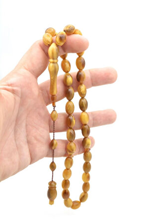 Usta İşi Sistemli İri Boy Arpa Kesim Ceylan Boynuzu Tesbih 013