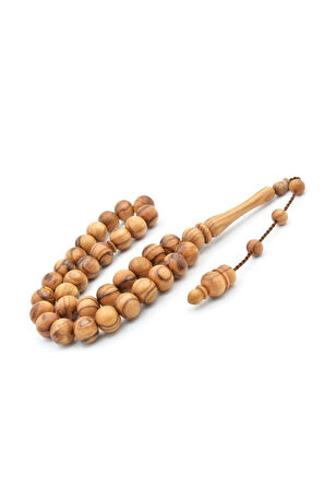 Usta İşi Sistemli Küre Kesim Zeytin Ağacı Tesbih