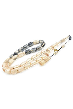 Hakan Turan İmzalı Kapsül Kesim Şeffaf Siyah Sıkma Kehribar Tesbih