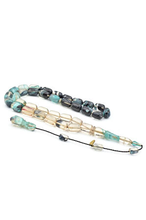 Hakan Turan İmzalı Kapsül Kesim Şeffaf Lacivert Sıkma Kehribar Tesbih