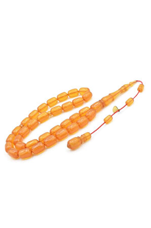 Hakan Turan İmzalı Kapsül Kesim Açık Turuncu Sıkma Kehribar Tesbih