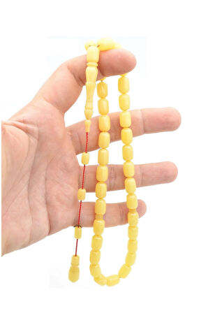 Hakan Turan İmzalı Kapsül Kesim Sarı Sıkma Kehribar Tesbih