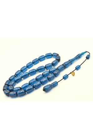 Hakan Turan İmzalı Kapsül Kesim Lacivert Sıkma Kehribar Tesbih