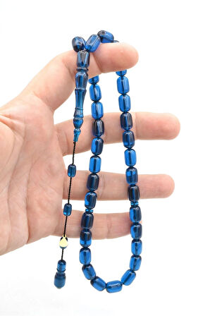 Hakan Turan İmzalı Kapsül Kesim Lacivert Sıkma Kehribar Tesbih