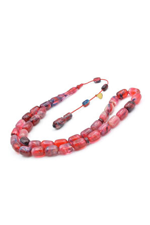 Hakan Turan İmzalı Kapsül Kesim Mavi Pembe Sıkma Kehribar Tesbih