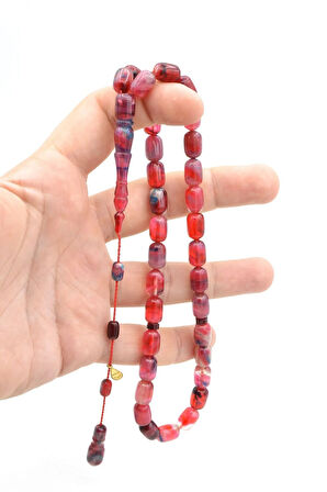 Hakan Turan İmzalı Kapsül Kesim Mavi Pembe Sıkma Kehribar Tesbih