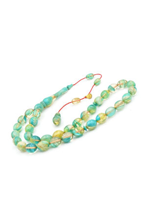 Hakan Turan İmzalı Beyzi Kesim Hareli Mavi Sıkma Kehribar Tesbih