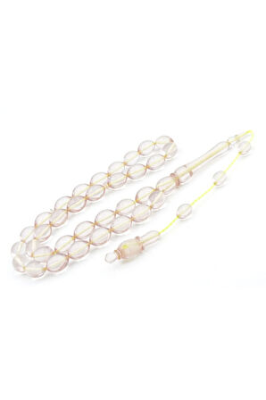 Hakan Turan Yapımı Beyzi Kesim Şeffaf Sıkma Kehribar Tesbih