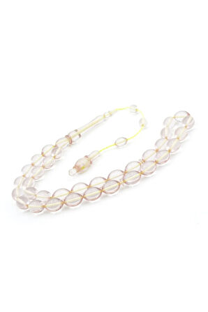 Hakan Turan Yapımı Beyzi Kesim Şeffaf Sıkma Kehribar Tesbih