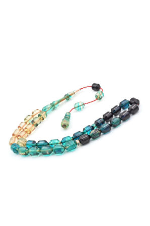 Hakan Turan Yapımı Uçlu Kapsül Kesim Şeffaf Lacivert Sıkma Kehribar Tesbih