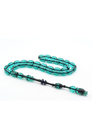 Usta İşi Şenalp Model Kapsül Kesim Mavi Sıkma Kehribar Tesbih